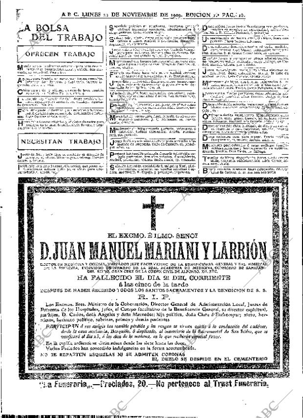 ABC MADRID 22-11-1909 página 16