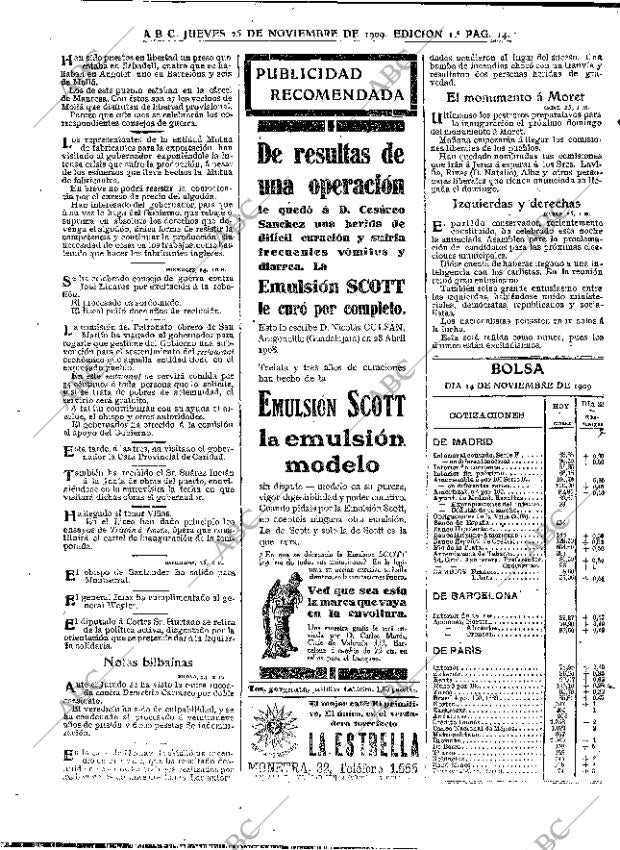 ABC MADRID 25-11-1909 página 14
