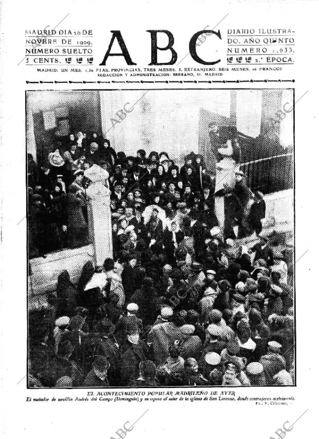 ABC MADRID 26-11-1909 página 1