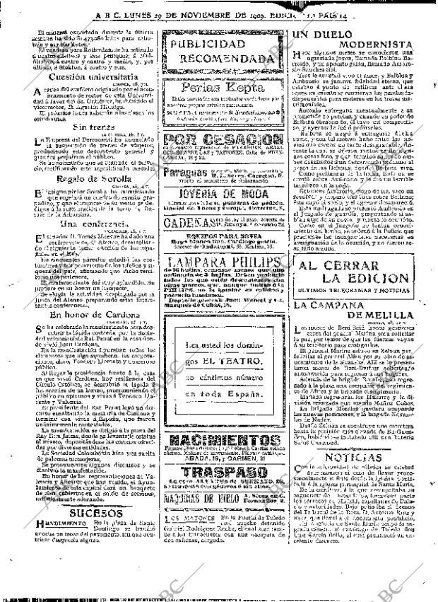 ABC MADRID 29-11-1909 página 14