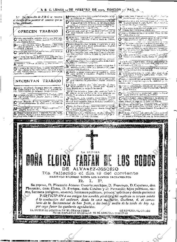 ABC MADRID 14-02-1910 página 16