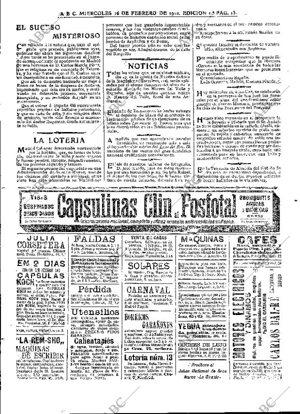 ABC MADRID 16-02-1910 página 13