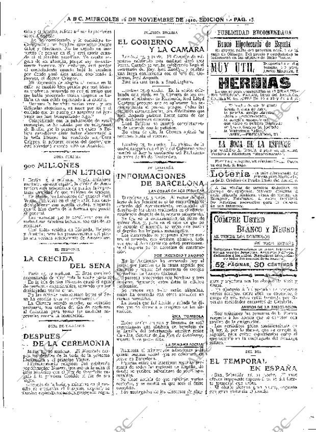 ABC MADRID 16-11-1910 página 13