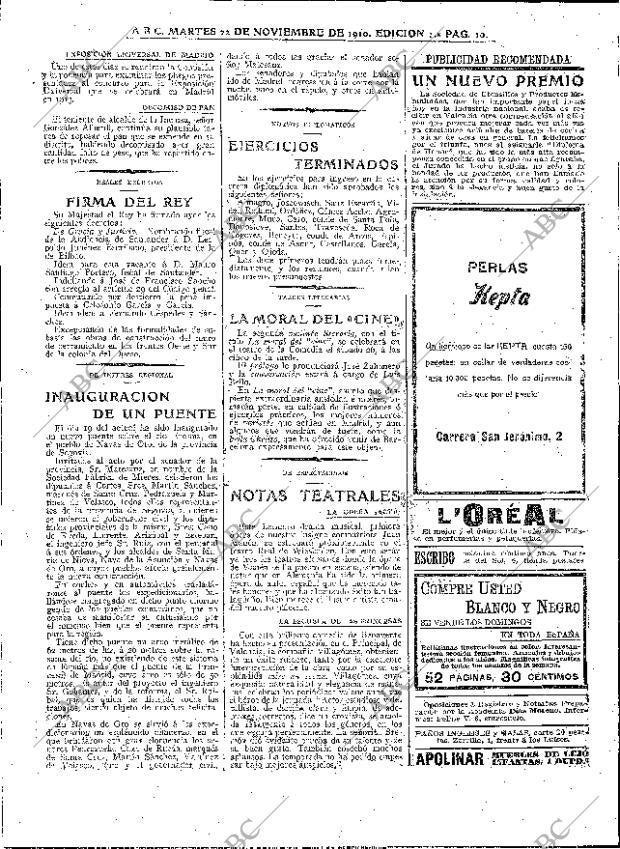 ABC MADRID 22-11-1910 página 10