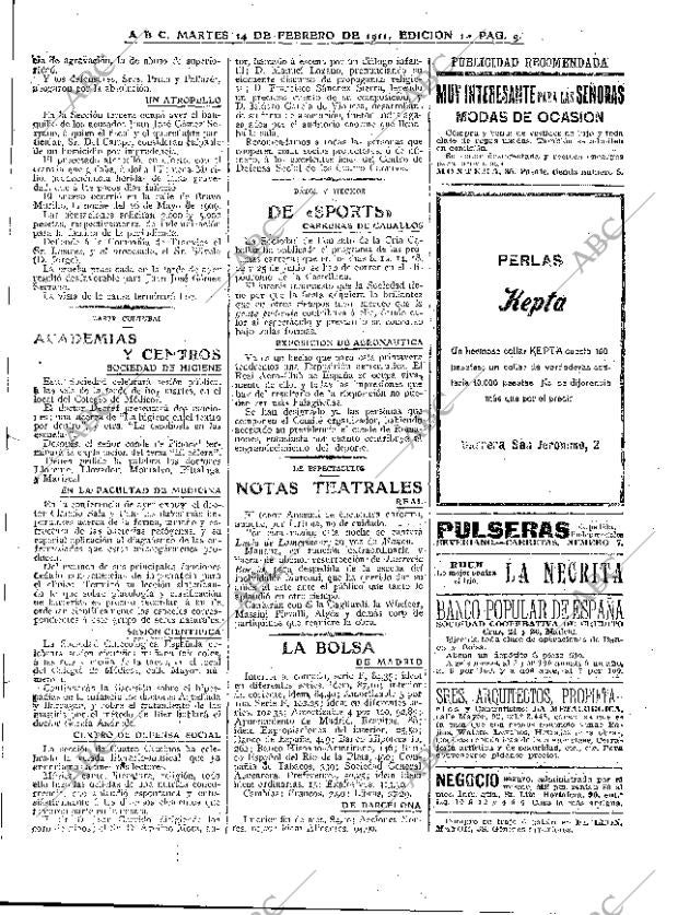 ABC MADRID 14-02-1911 página 9