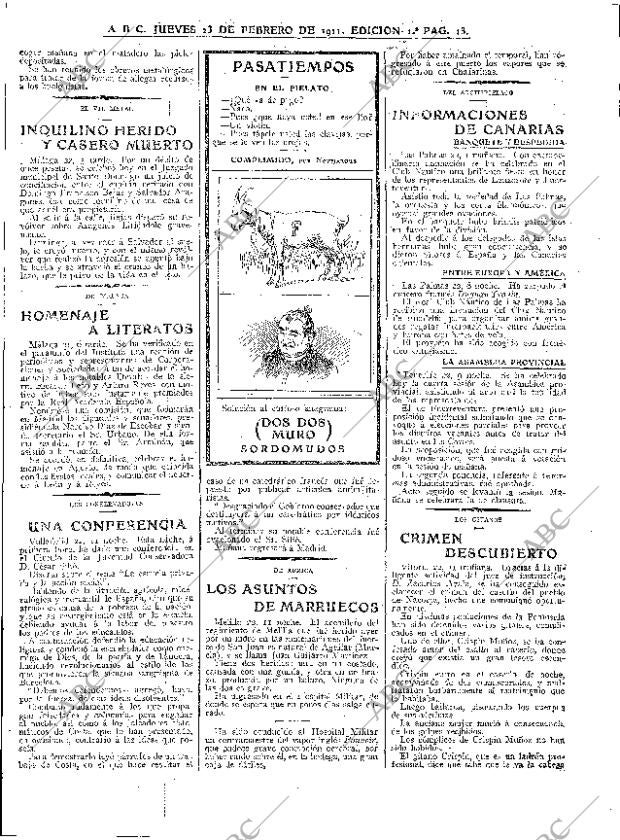 ABC MADRID 23-02-1911 página 13