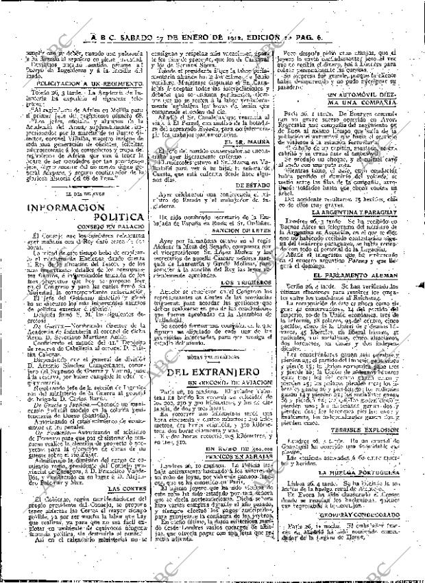 ABC MADRID 27-01-1912 página 6