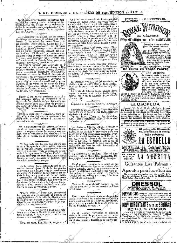 ABC MADRID 11-02-1912 página 16