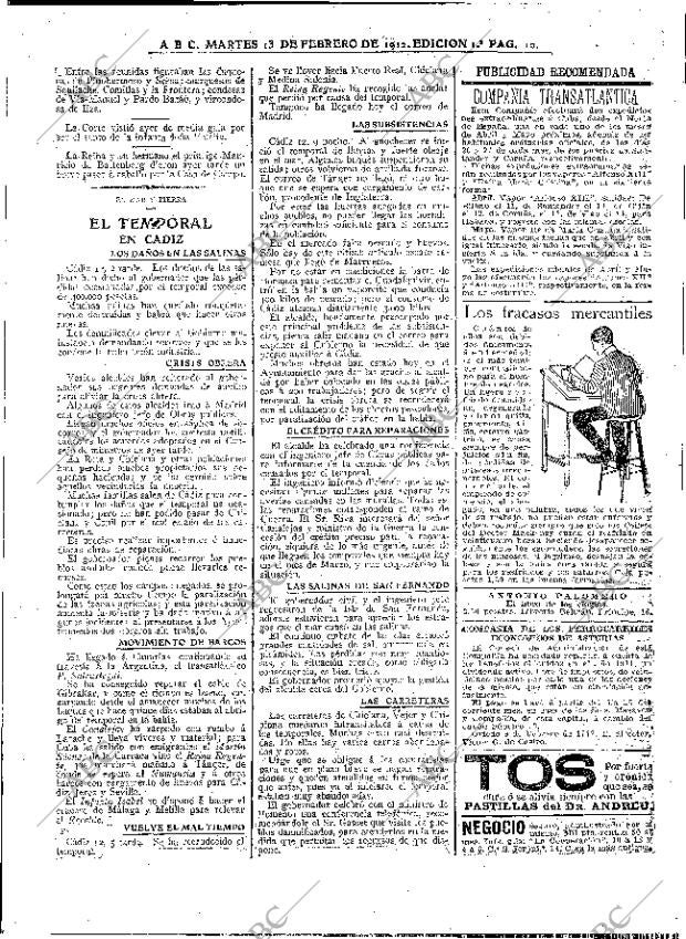 ABC MADRID 13-02-1912 página 10