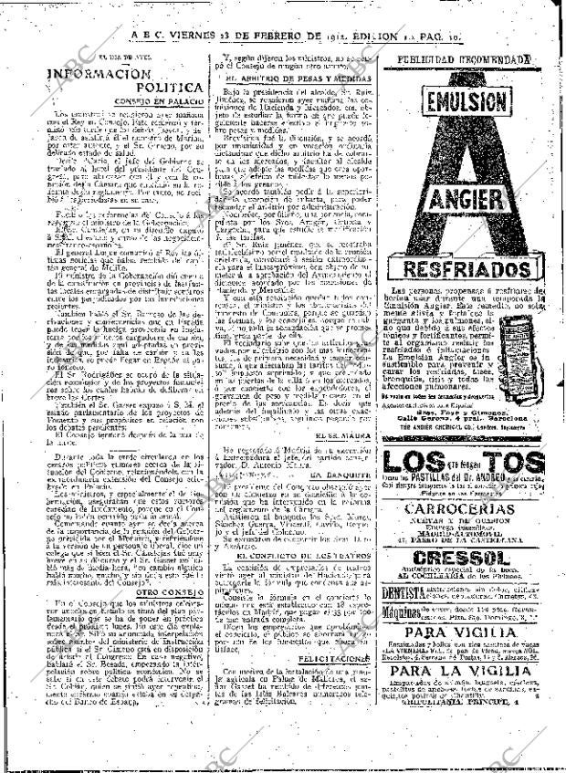 ABC MADRID 23-02-1912 página 10