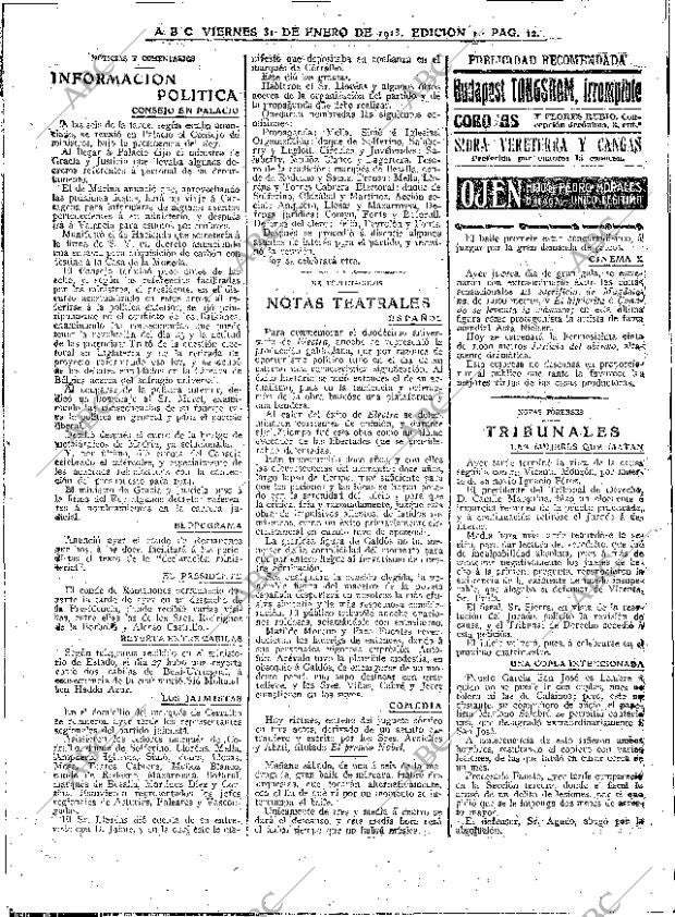 ABC MADRID 31-01-1913 página 12