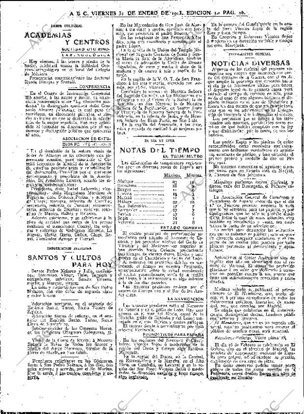 ABC MADRID 31-01-1913 página 16