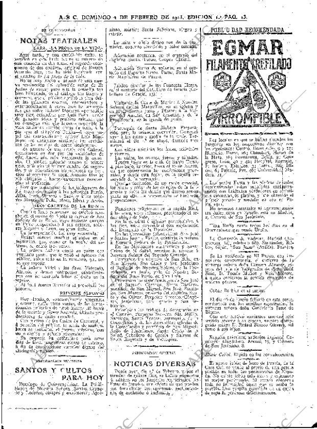 ABC MADRID 02-02-1913 página 13