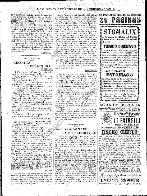 ABC MADRID 13-02-1913 página 8