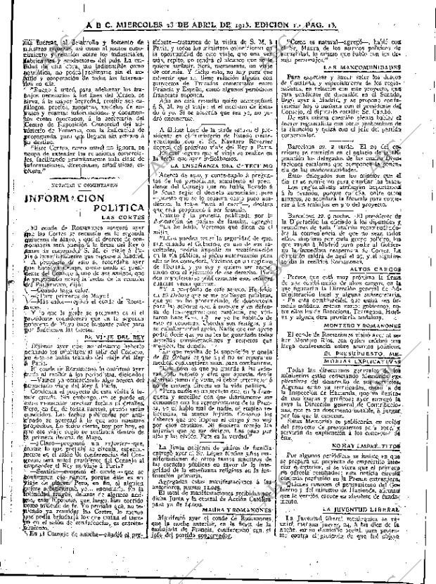 ABC MADRID 23-04-1913 página 13