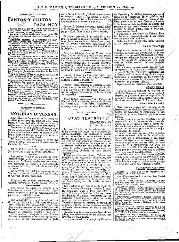 ABC MADRID 27-05-1913 página 19