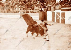 Bombita Pasando de muleta A su primer Toro