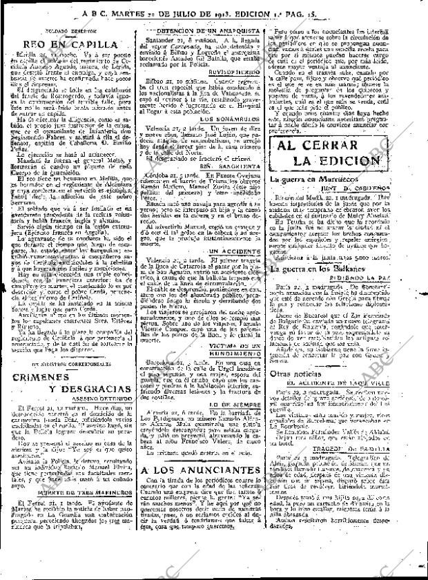 ABC MADRID 22-07-1913 página 15