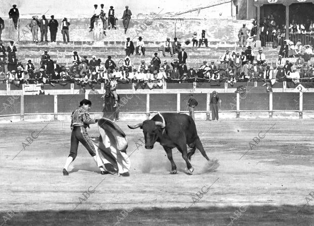 Gaona Toreando de capa el primer Toro de la Corrida