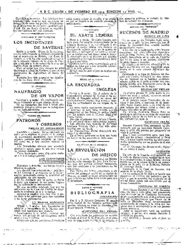 ABC MADRID 02-02-1914 página 14