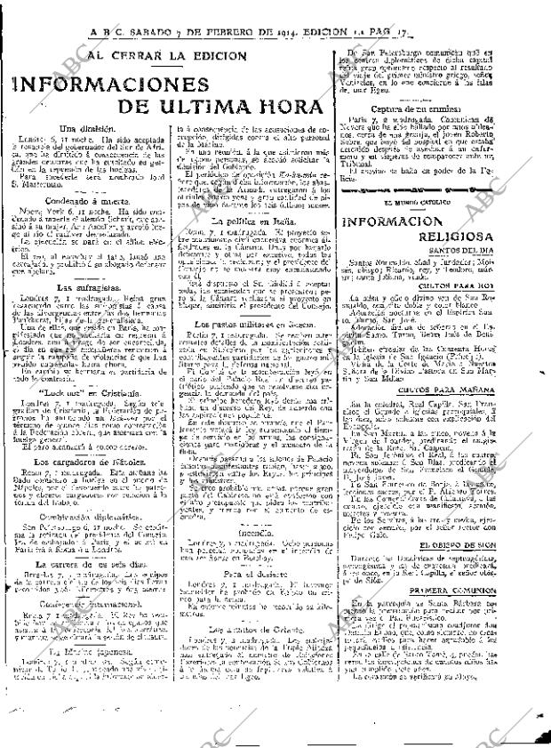 ABC MADRID 07-02-1914 página 17