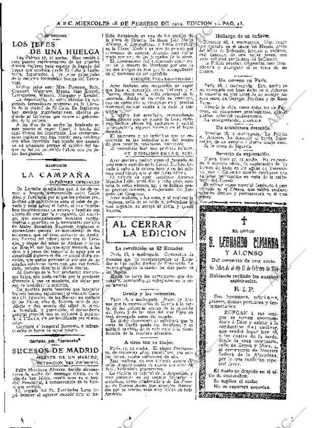 ABC MADRID 18-02-1914 página 13