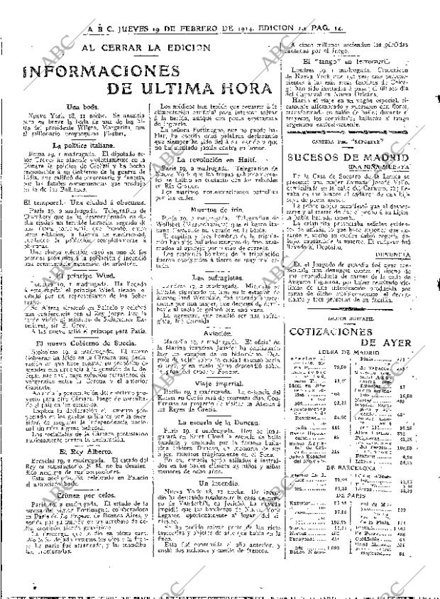 ABC MADRID 19-02-1914 página 16