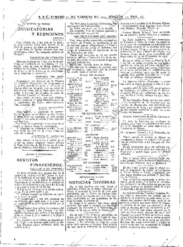 ABC MADRID 21-02-1914 página 16