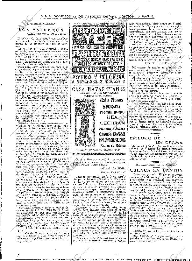 ABC MADRID 22-02-1914 página 8