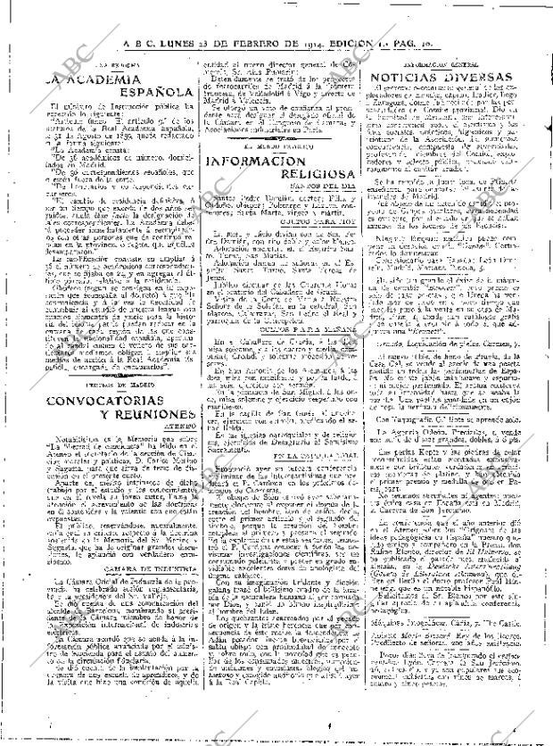 ABC MADRID 23-02-1914 página 10