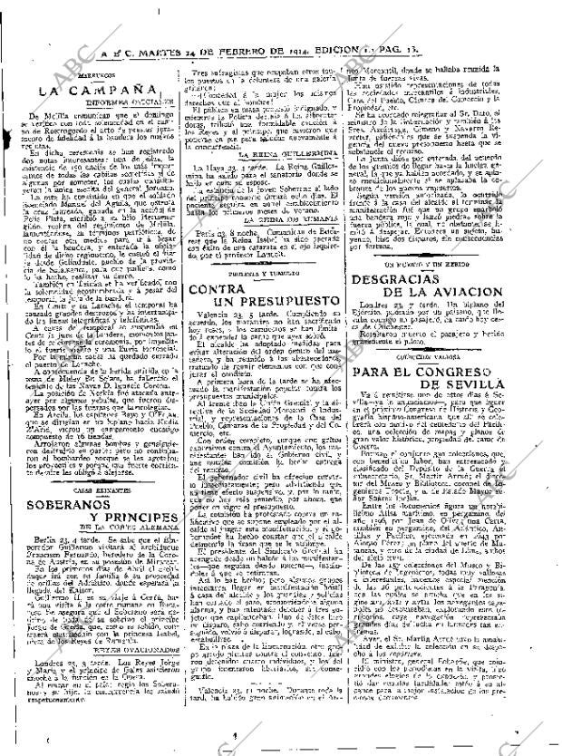ABC MADRID 24-02-1914 página 13