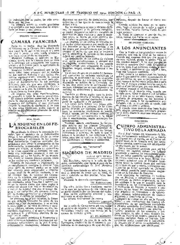 ABC MADRID 25-02-1914 página 13