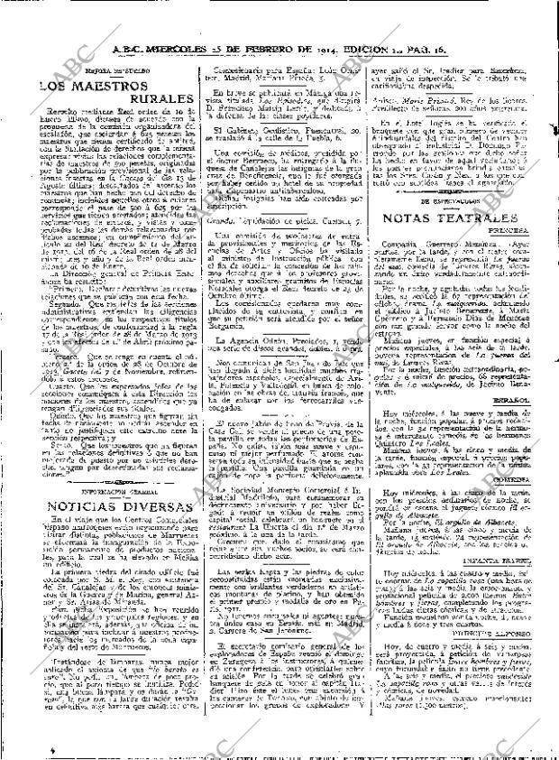 ABC MADRID 25-02-1914 página 16