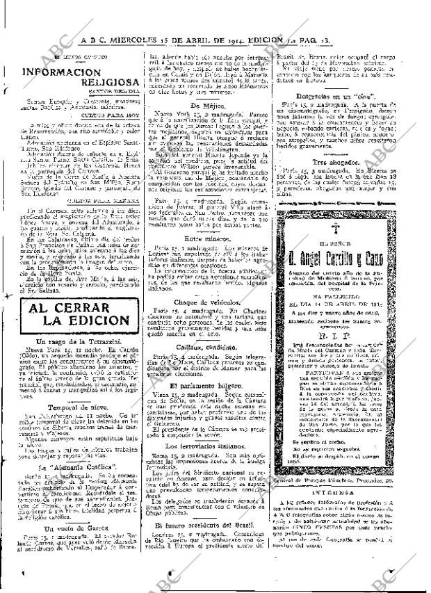 ABC MADRID 15-04-1914 página 13