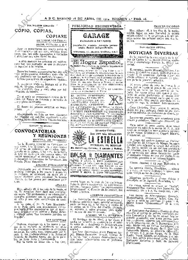 ABC MADRID 18-04-1914 página 16