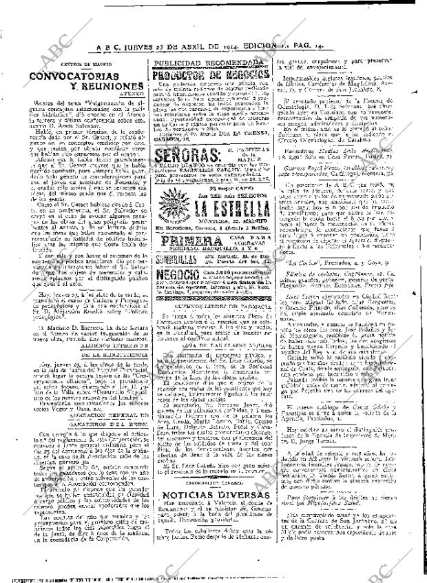 ABC MADRID 23-04-1914 página 14