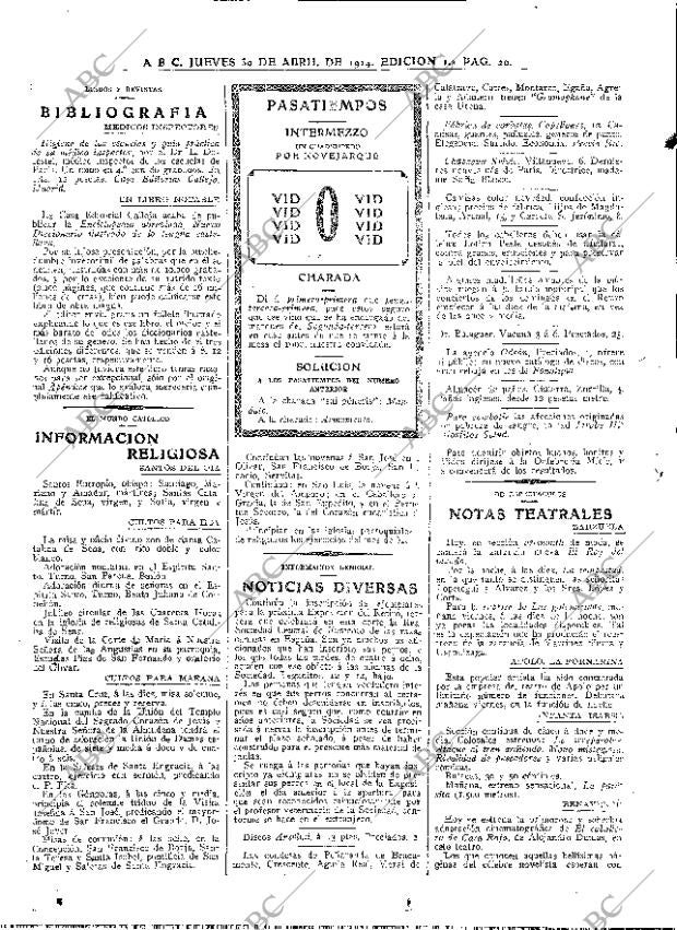 ABC MADRID 30-04-1914 página 20