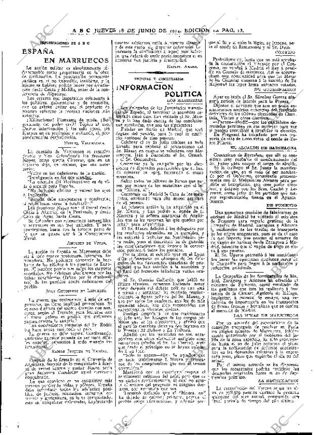 ABC MADRID 18-06-1914 página 13