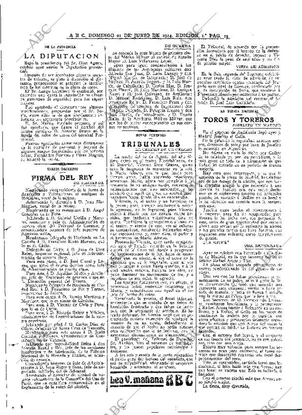 ABC MADRID 21-06-1914 página 13
