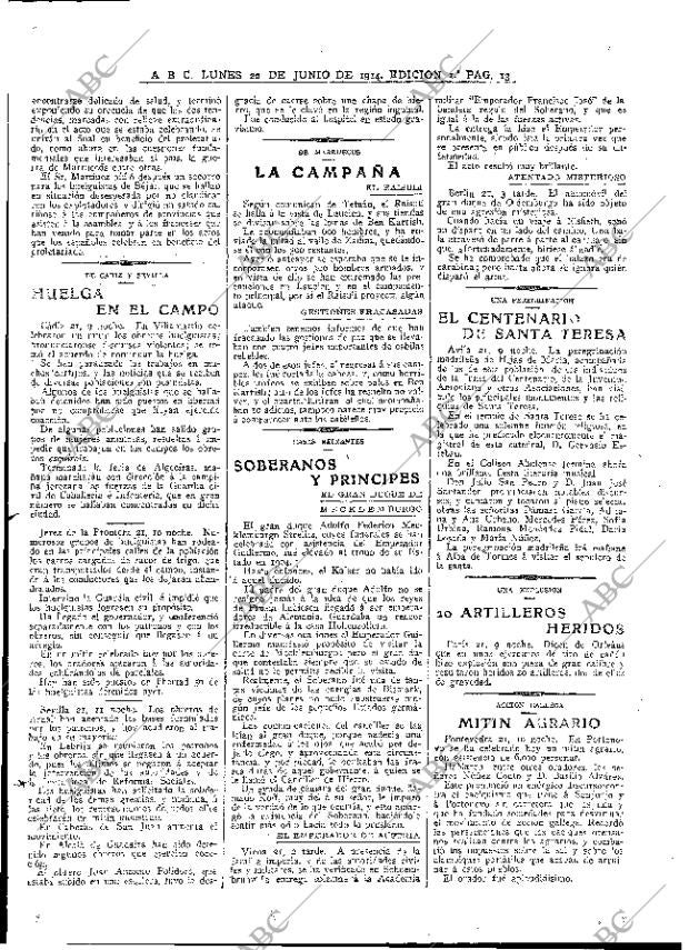 ABC MADRID 22-06-1914 página 13