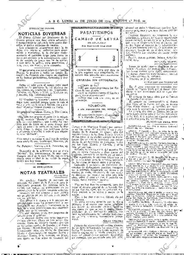 ABC MADRID 22-06-1914 página 20