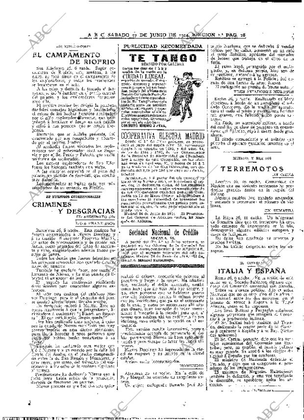 ABC MADRID 27-06-1914 página 16