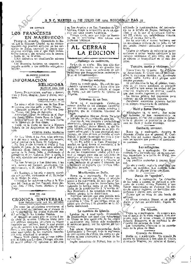 ABC MADRID 14-07-1914 página 17