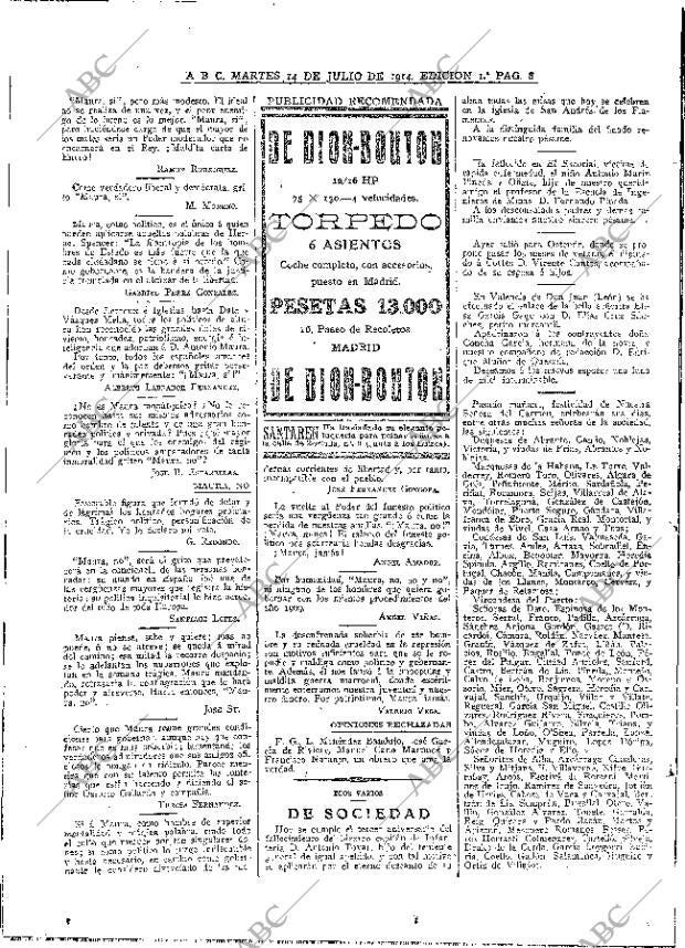 ABC MADRID 14-07-1914 página 8