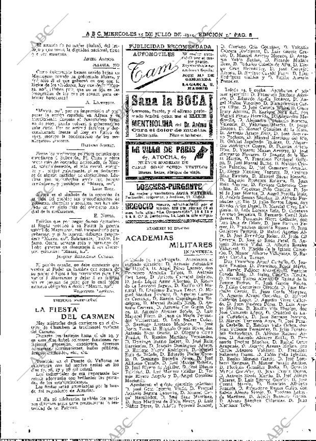 ABC MADRID 15-07-1914 página 8