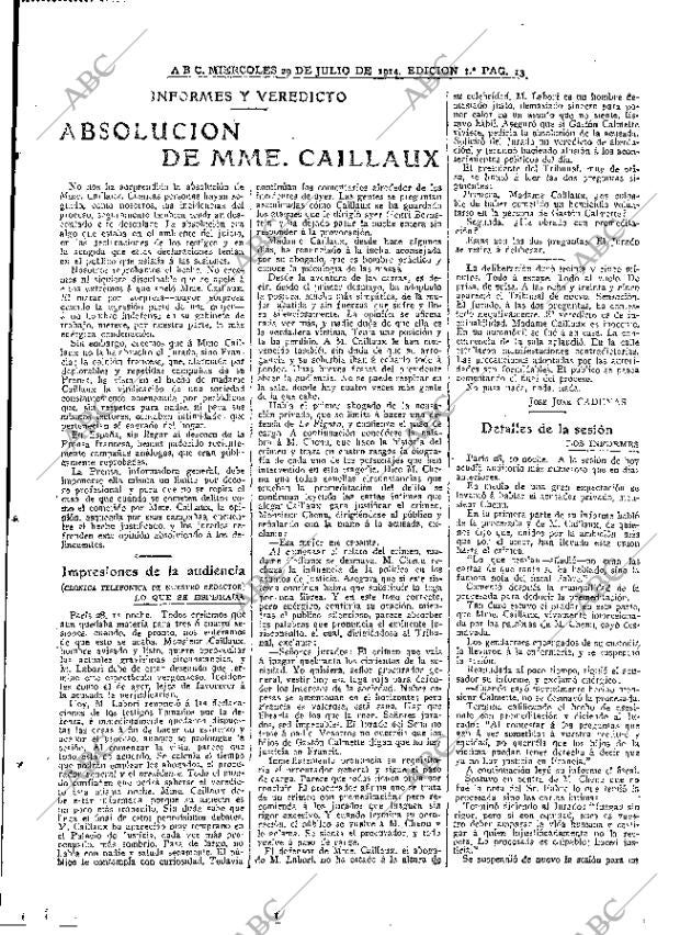 ABC MADRID 29-07-1914 página 13