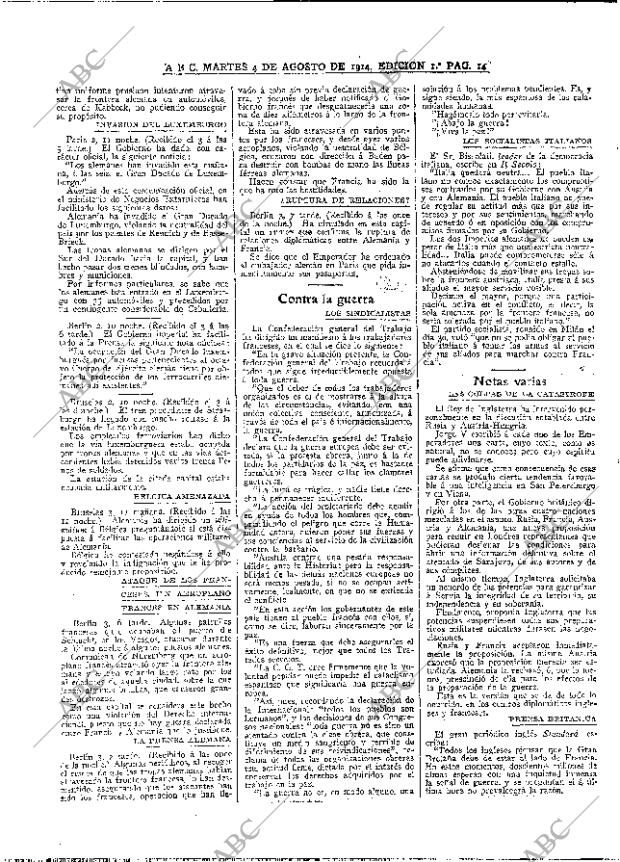 ABC MADRID 04-08-1914 página 14