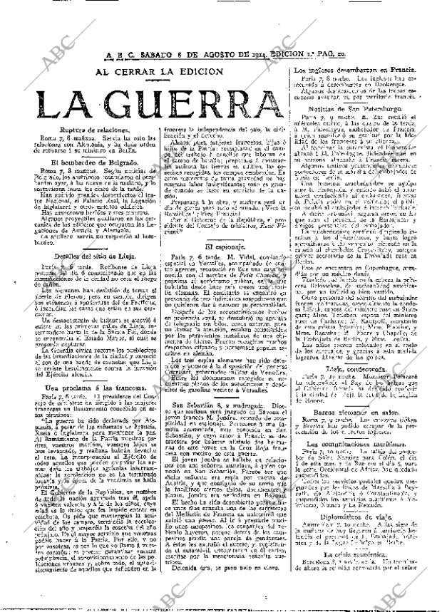 ABC MADRID 08-08-1914 página 20