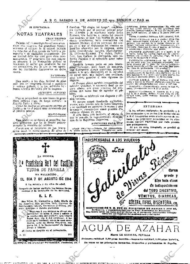 ABC MADRID 08-08-1914 página 22