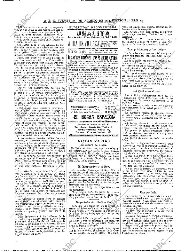 ABC MADRID 13-08-1914 página 14